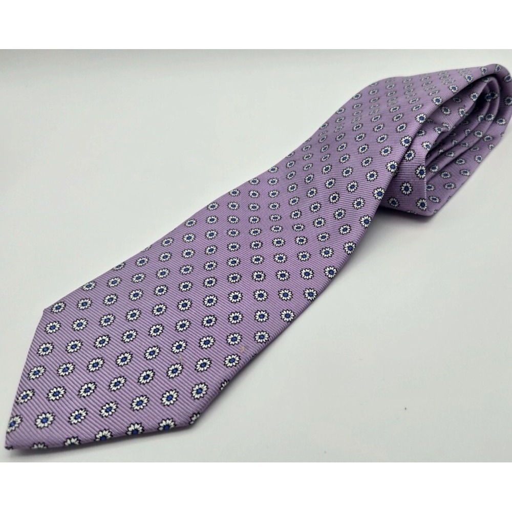 Brooks Brothers Tie Mens One Size Purple Floral Medallion Silk Made in USA